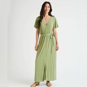 🆕 NWT ~ Splendid Arlo Sandwash Jersey Maxi Dress in Bamboo Green ~ XS